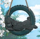 DOG ON A TIRE SWING 10" DIAMETER & STURDY ROPE HANGER Tree YARD Garden NEW N BOX