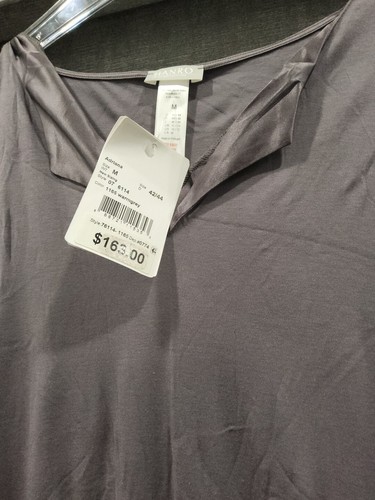 Camicia da notte Hanro Adraina senza maniche scollo a V viola grigio con fiocco donna taglia M nuova con etichetta - Foto 6 di 11