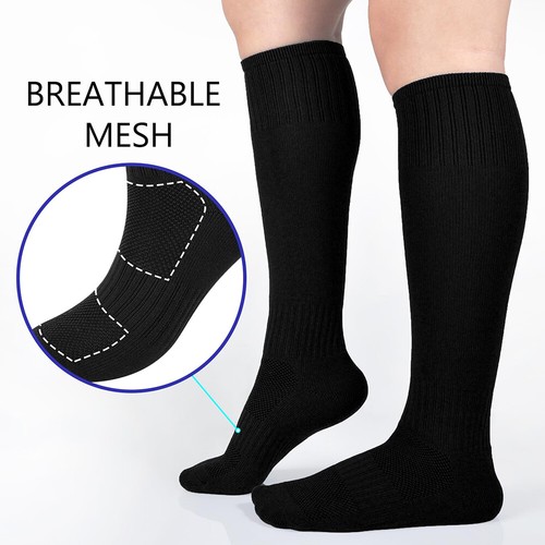 Men's Football Plain Long Socks Sports Over Knee High Soccer Baseball Stockings - Picture 28 of 64