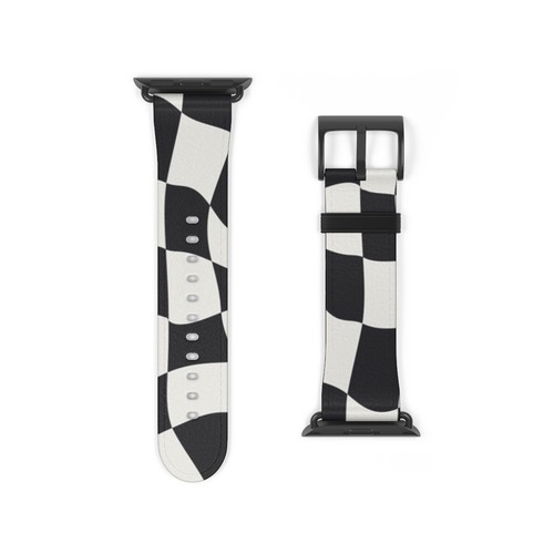 Warp Checkered Patterns Watch Band for Apple Watch Black Silver Rose Gold - 第 1/7 張圖片