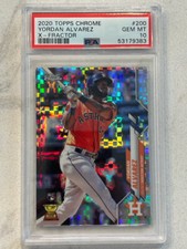 YORDAN ALVAREZ Astros 2020 Topps Chrome X-FRACTOR card #200 rookie PSA 10