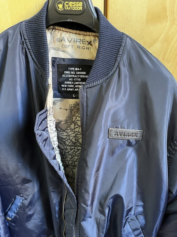 Avirex Bomber Blu Uomo - Tg. L/52 - Nuovo Con Etichette. - Imagen 2 de 4