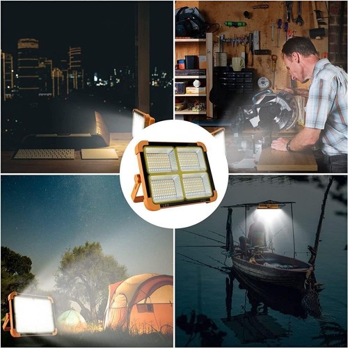 3000W Portable Solar Rechargeable LED Work Light Camping Garage Flood Light IP66 - Picture 10 of 12