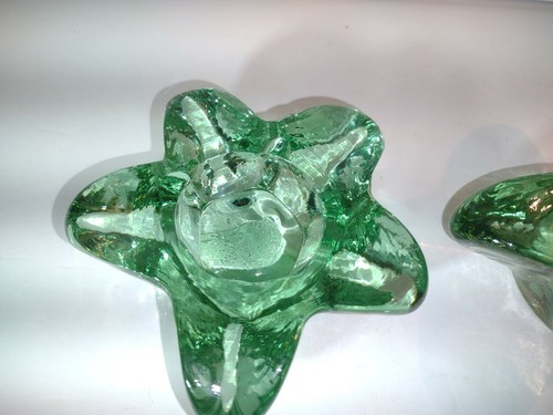 Recycled Glass Green Votive Tealight Candle Holder Spain Starfish Flower Set - Picture 6 of 10