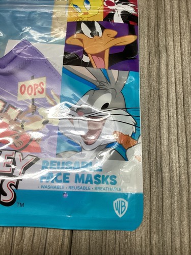 2: Looney Tunes Tweety Wiley E Coyote Face Mask Coverings Kids Size Washable NEW - Picture 5 of 16