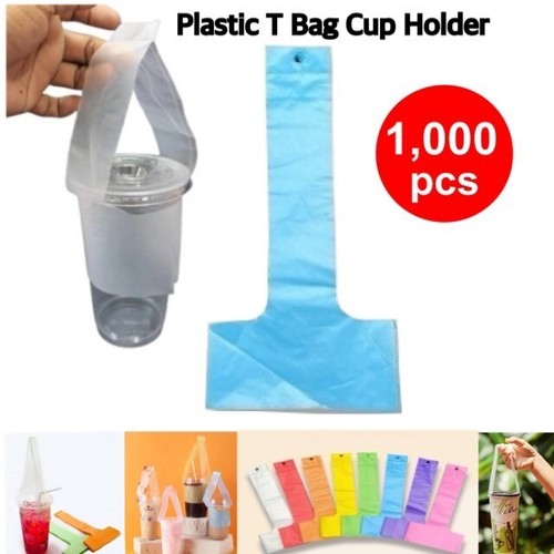 Plastic Cup Carrier Handle Drink T Delivery Container Hanging Bag Clear & Color - Picture 38 of 51