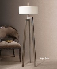 STATELY INDUSTRIAL DECOR TRIPOD FORGED METAL FLOOR LAMP UTTERMOST 28253