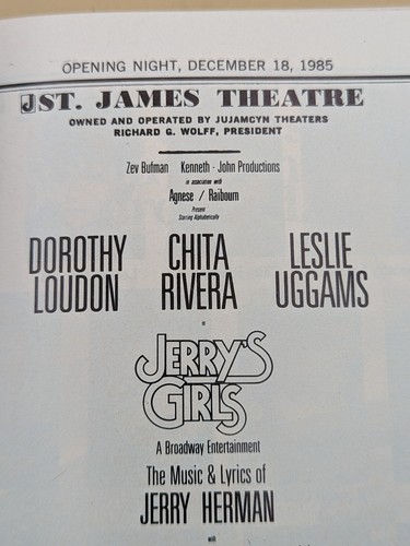 Dec 18, 1985 JERRY's GIRLS Opening Night PLAYBILL! Chita RIVERA! Leslie UGGAMS! - Bild 6 von 6