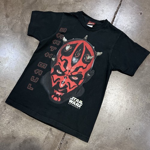 Vintage Star Wars T Shirt Youth Small Black Episode 1 Darth Maul Movie Film 90s - Picture 2 of 6