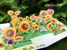 3D Pop Up Greeting Card Flowers Floral Sunflower Garden Birthday Mother Mom Gift