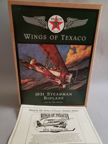 ERTL WINGS OF TEXACO 1931 STEARMAN BIPLANE 3RD IN SERIES COIN BANK New in Box - Picture 8 of 11