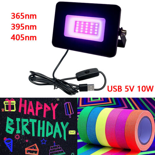 10W 395nm 365nm 405nm DEL USB UV Blacklight projecteur pour fête décoration de scène - Photo 1/14