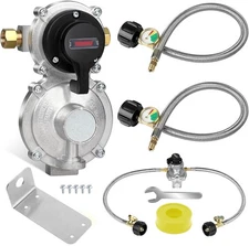 RV Propane Regulator Automatic Changeover LP Gas Regulator with 2 Tank Hoses US