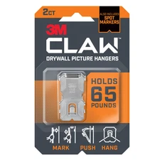 3M CLAW Drywall Picture Hangers [65 lbs.]: 2-pack (Silver)