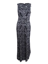 Adrianna Papell Women's Two-Tone Lace Gown (2, Black/Silver) 797532867828