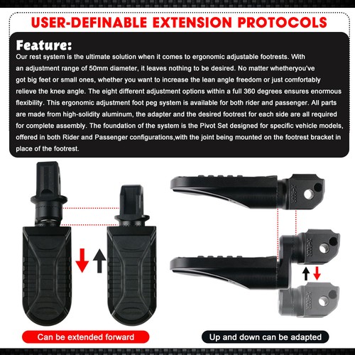 For Yamaha Tenere 700 19-23 T7 T700 Rider Foot Pegs Motorcycle Footpeg Kit Front - Picture 4 of 7