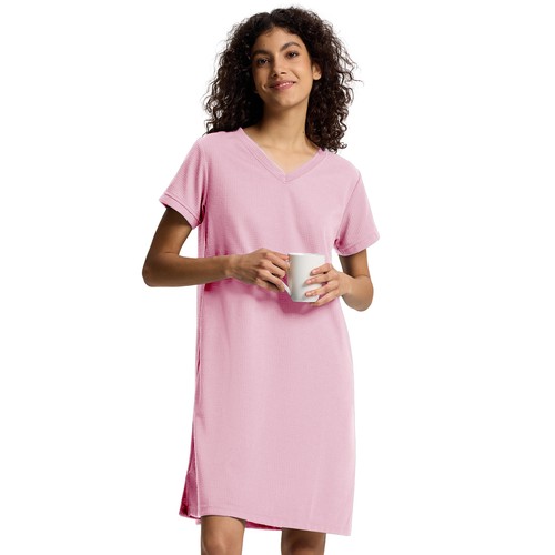 SIORO Damen Kurzarm Nachthemden Bequem Sleepshirt Nachtwäsche Waffel Loungewear - Bild 13 von 91