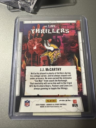 2024 PANINI ROOKIES & STARS J.J. McCARTHY THRILLERS SILVER PARALLEL ROOKIE SP - Bild 8 von 12
