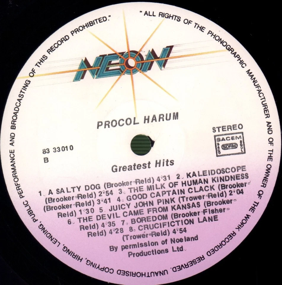 Procol Harum Greatest Hits LP vinyl Germany Platinum compilation LP PLP33 - Image 4 of 4