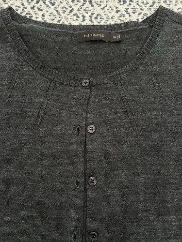 The Limited Wollmischung grau Strickjacke Damen XL Knopfleiste Streber Büro Arbeit - Bild 7 von 8
