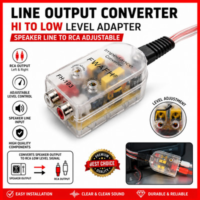Premium High Low Level Konverter Lautsprecher zu Cinch Adapter Auto Verstärker Audio Conv
