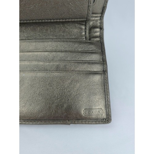 Coach Madison Trifold Metallic Leather Wallet Checkbook Classic Logo Large - Picture 15 of 16