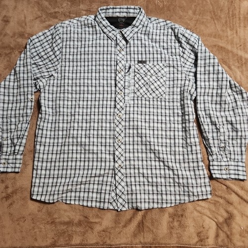 Wrangler ATG Button Up Langarm Hemd Herren XXL 2XL grau kariert belüftet