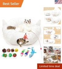 Interactive Cat Tunnel for Indoor Pets - 39.37in Soft Hideaway  Play Zone