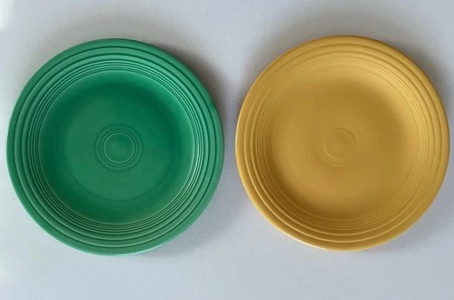Genuine Fiesta Ware Dinner Plates Yellow & Green Original Colors HLO USA