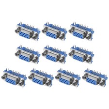 VGA Connector VGA15 Female Socket 15-pin 3-Row Female Serial Port Terminal 10Pcs