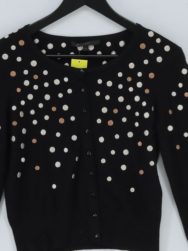 Coast Women's Cardigan M Black Polkadot 100% Other Crew Neck Cardigan - Picture 3 of 7