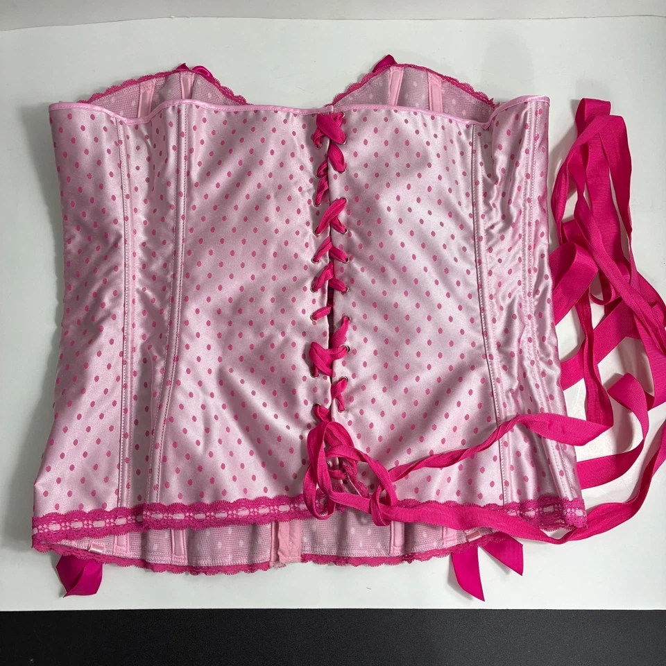 Corsé Rosa Lunares y Lazos Actitudes Íntimas Y2K De Colección Talla 42 Coqueta Lolita Foto 4 de 4
