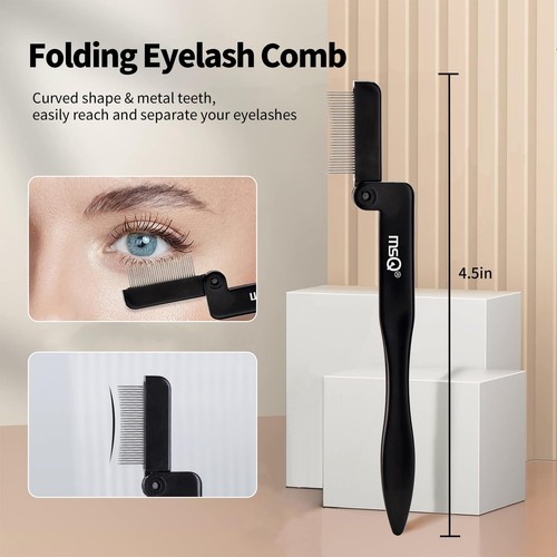 Eyebrow Brush and Comb Folding Eyelash Brush Eyelash Separator Eye Brow Comb ... - Imagen 4 de 7