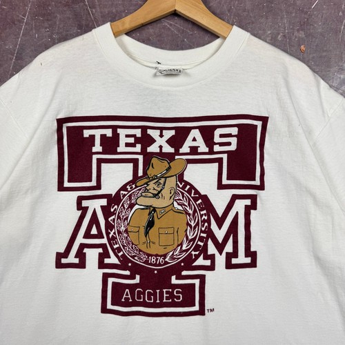 Camisa De Colección Texas A&M Para Hombres Blanca Grande Ol' Sarge Logo Gráfico Camiseta Años 90 3408 - Imagen 3 de 6