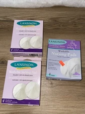 3 Boxes Lansinoh Washable Cotton Nursing Pads 12 Total 2003 2007 NOS NEW
