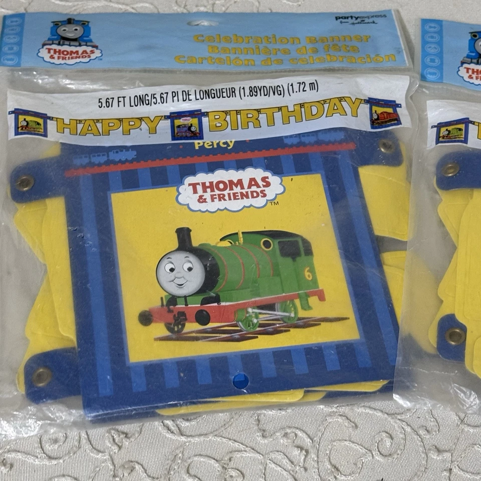 Thomas & Friends Feliz Cumpleaños Fiesta Banner 5.67 Pies Largo Sello NUEVO 3 Lote Foto 2 de 4