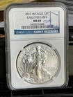 2013 W BURNISHED AMERICAN SILVER EAGLE NGC MS69 EARLY RELEASES