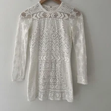 Isabel Marant H&M Lace Blouse Top White Size 2 Sheer Mesh Bridal Victorian Fairy