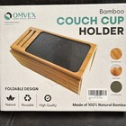 Omvex Bamboo Couch Cup Holder  Foldable, Anti-Slip, Versatile and holds glass