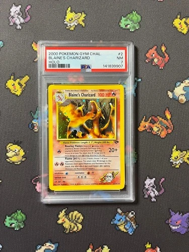 Pokemon Gym Challenge Blaine's Charizard Holo PSA 7 New Cert 2/132 WOTC