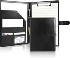 Professional Portfolio Binder with Clipboard, Faux Leather Padfolio Organizer F