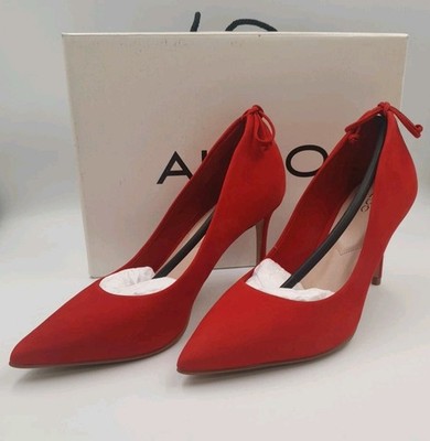 Aldo Kassii-63 rote mittelhohe Stilettos UK3 Schleifendetail neu im Karton