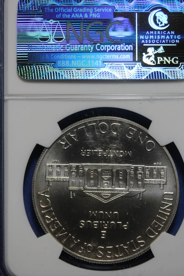 1993 D NGC MS69 JAMES MADISON COMMEMORATIVE SILVER DOLLAR #B51090 - Image 2 of 2