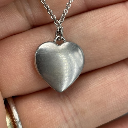 Esprit 925 sterling silver necklace Solid Heart Pendant 17.5'' - Picture 5 of 11