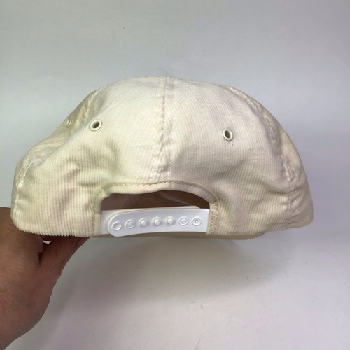 Cappello berretto snapback vintage anni 70 Bucks sigarette velluto a coste panna bianco sporco USA NUOVO - Foto 3 di 8