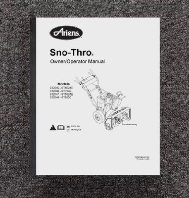 932 Series Snow Blower Owner Operator Manual Fits Ariens Sno-Thro 00582400A