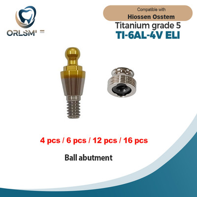 Straight Titanium Ball Attachment Abutment compatible with Hiossen Osstem