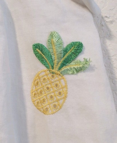 Janie And Jack Dress Size 7 White Pineapple Fringe Girls Tank Embroidered - Picture 10 of 12