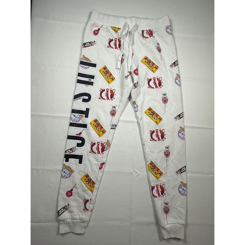 Justice Active Girls White Candy Print Jogger Sweatpants Size L (12/14)
