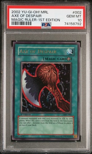 Yu-Gi-Oh 2002! MRL-MAGIC RULER 1ST ED #002 AXE OF DESPAIR PSA 10
